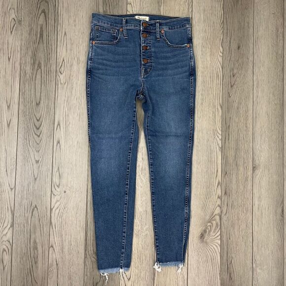 Madewell Woman Size 30 10" Skinny Leg Cotton High Rise Button Fly Denim Jeans - Picture 8 of 12